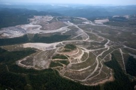 View of mountain-top removal in Applachia to extract coal